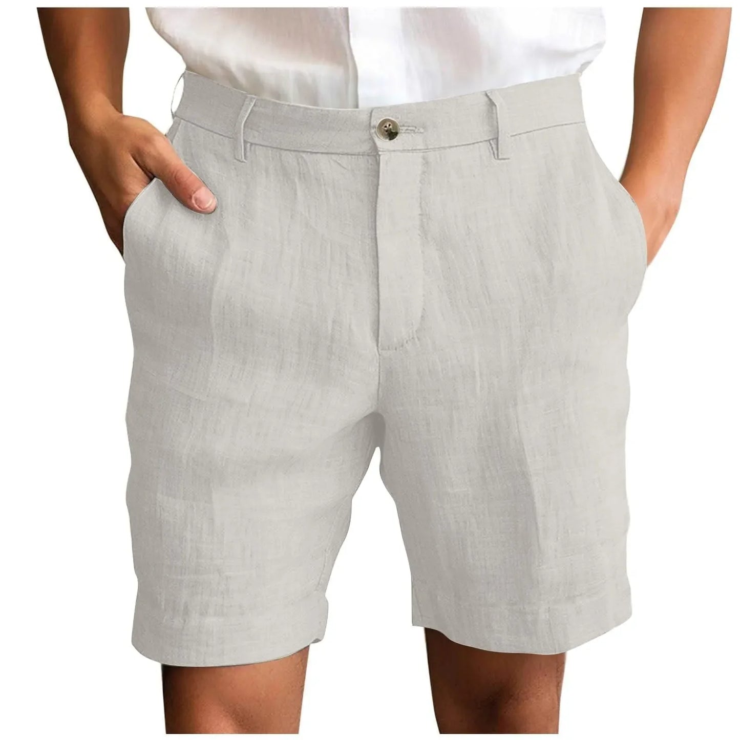 Men's Cotton Linen Shorts – Casual Beach Pocket Pants S–XXXL