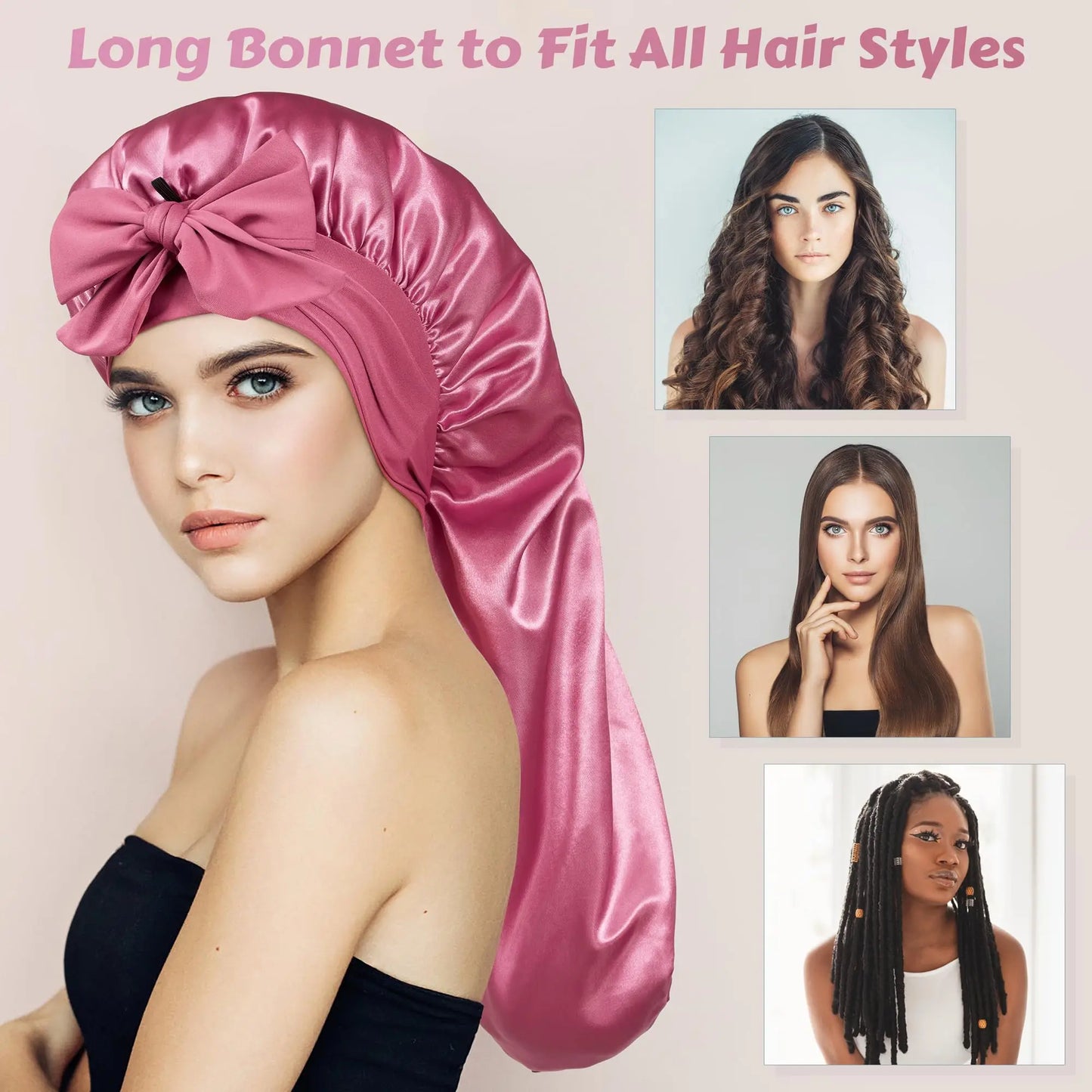 Satin Silk Sleep Bonnet for Women – Curly & Braided Hair Cap