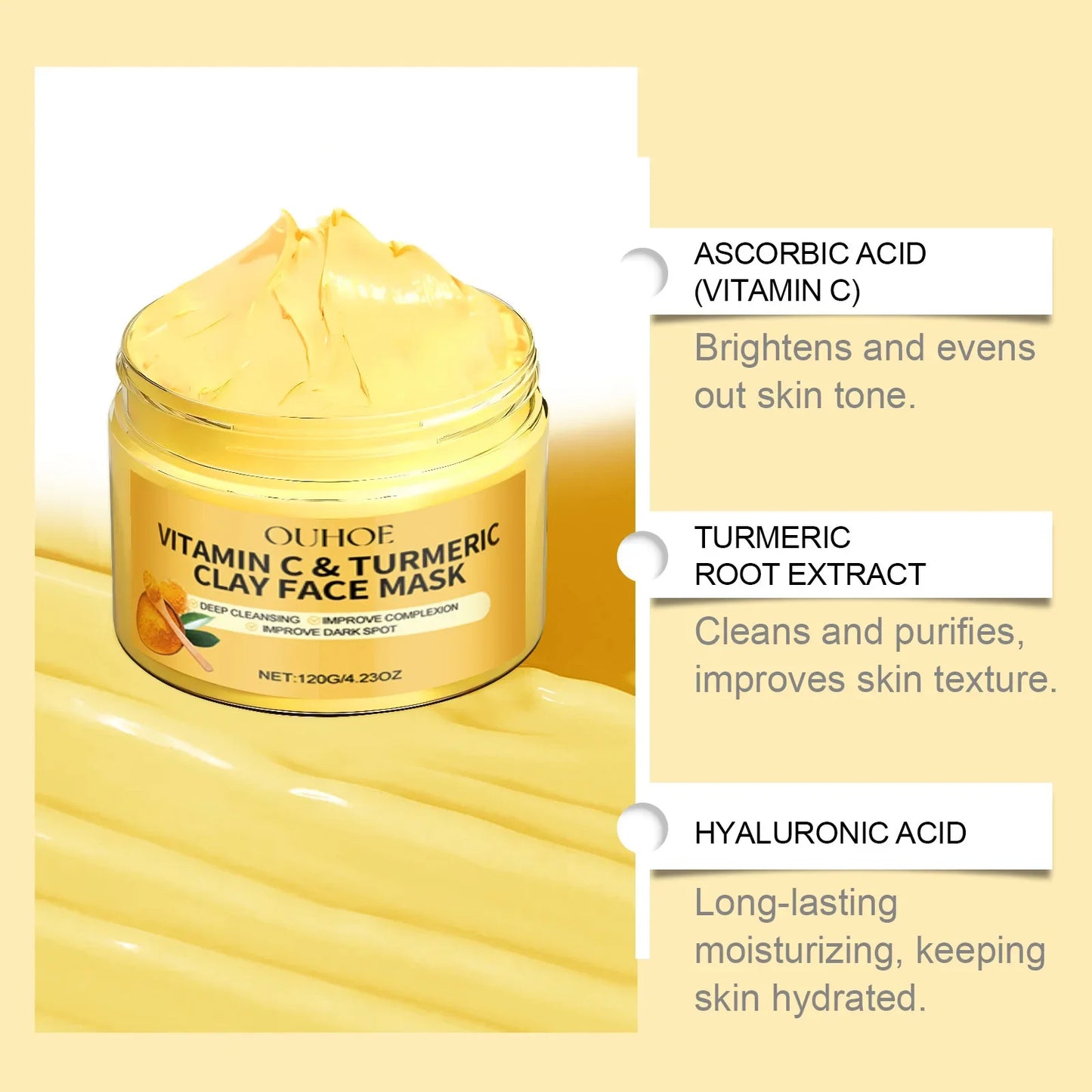 Vitamin C Turmeric Clay Mud Mask – Deep Cleanse & Brighten