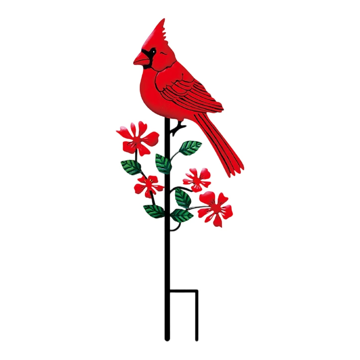2D Metal Red Bird Garden Stake – Outdoor Decorative Ornament