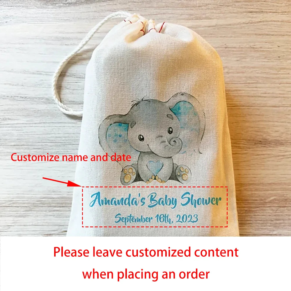 Custom Elephant Favor Bags | Baby Shower & Birthday Party