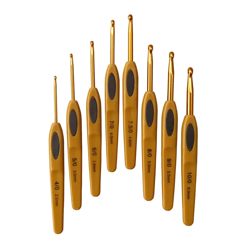8Pcs Handmade Crochet Hook Set Stitches Sewing Tool Home Knitting Needles Aluminum Alloy DIY Portable Peaceful Pleasures Health and Wellness Default Title