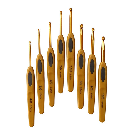 8Pcs Handmade Crochet Hook Set Stitches Sewing Tool Home Knitting Needles Aluminum Alloy DIY Portable Peaceful Pleasures Health and Wellness Default Title
