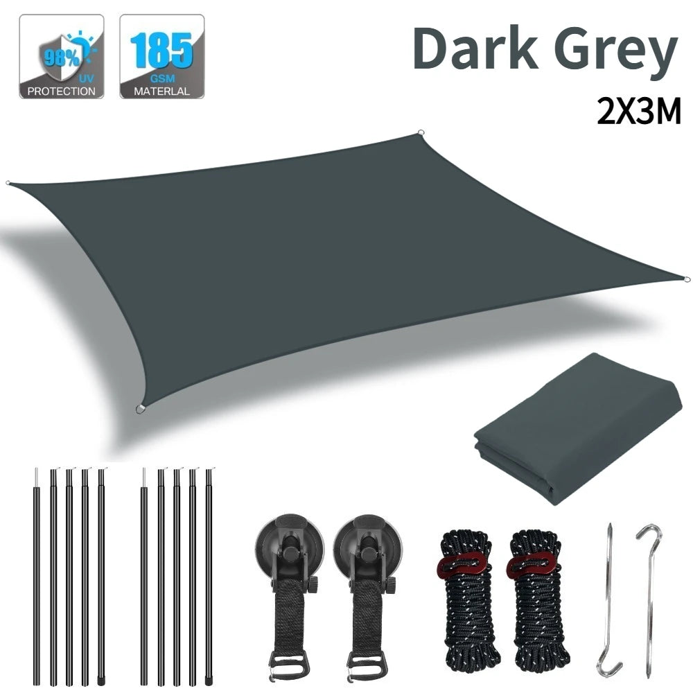 Rtractable Vehicle Awnings Waterproof UV-Resistant Sun Canopy 2x3M 2x4M Campervan Shelter for Car SUV Vans Outdoor Camping Tents Peaceful Pleasures Health and Wellness Dark Grey 2X3M