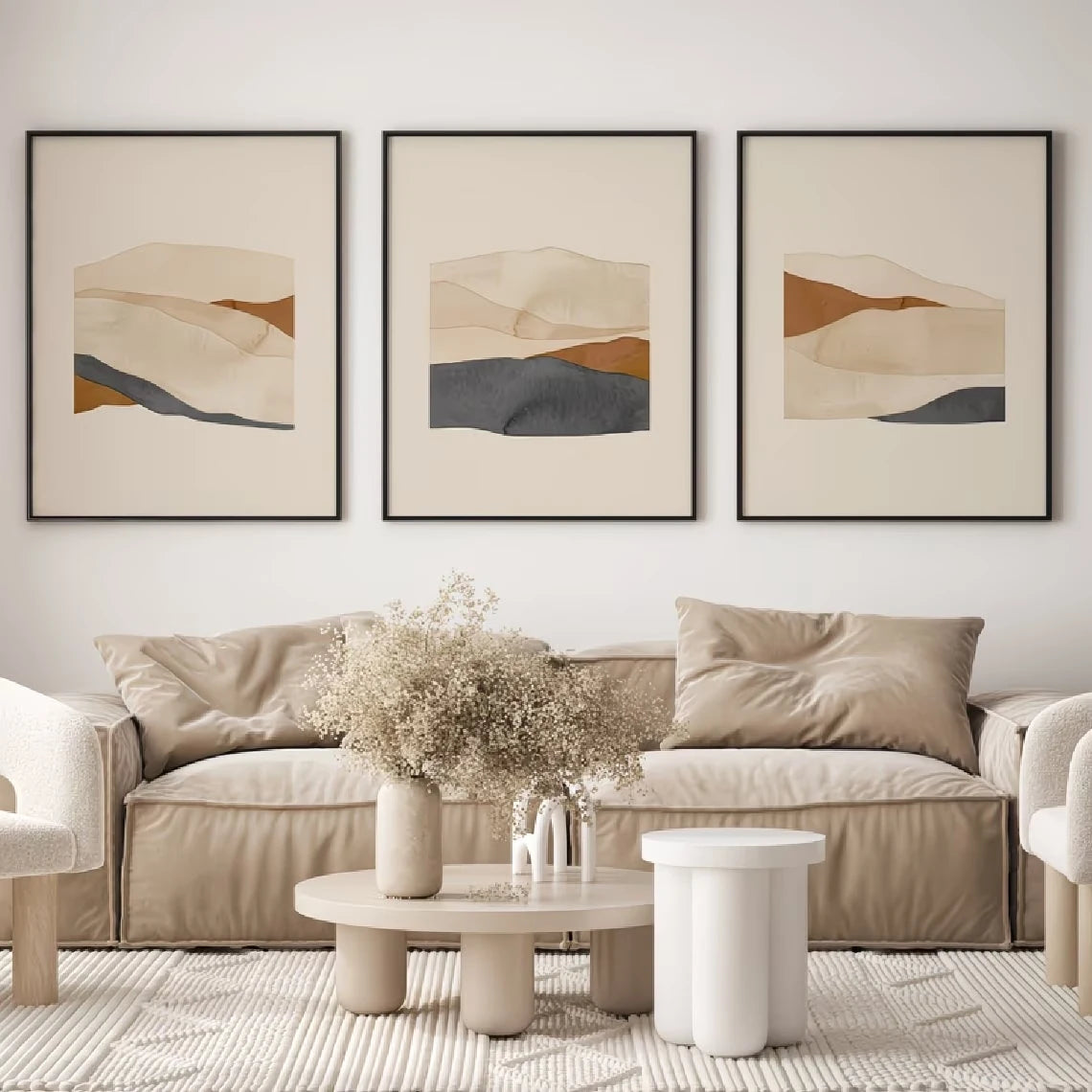 3-Piece Vintage Desert Earth Tone Abstract Canvas Wall Art Set