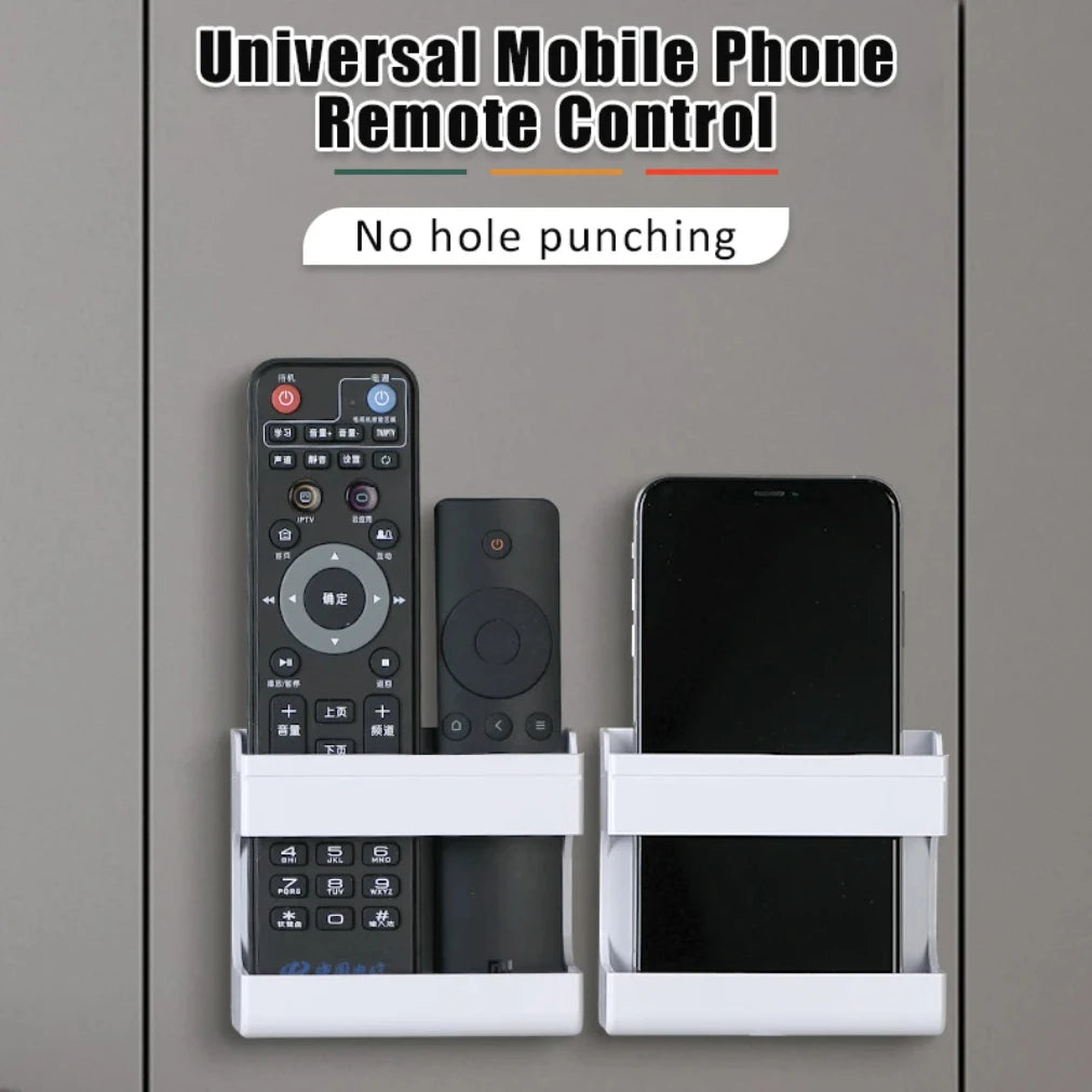 Adhesive Wall-Mount Remote & Phone Holder — No Drilling