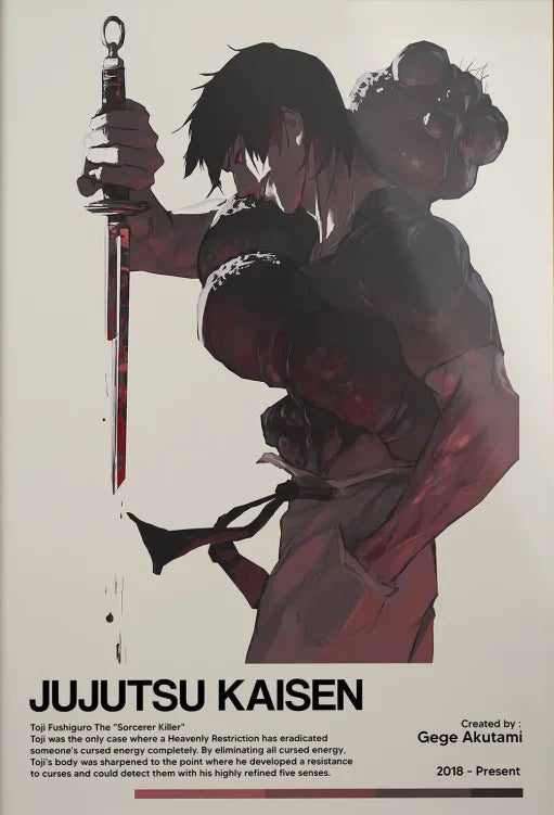 Jujutsu Kaisen Retro Canvas Poster, Japan Anime Figure Itadori Yuji Gojo Satoru Fushiguro Toji Wall Decor for Room Home & Gift Peaceful Pleasures Health and Wellness 29 40x50cm Unframed