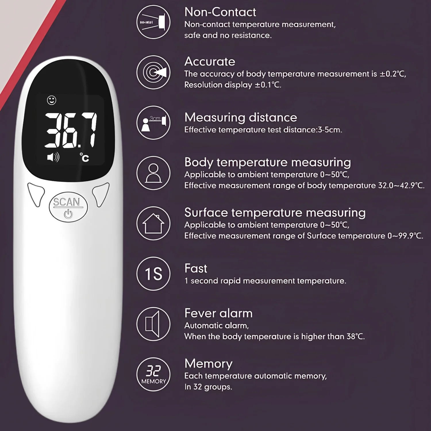 LCD Display Infrared Forehead Thermometer Fast Measure ℃/℉ IR Body Thermometer for PET Fever Detection veterinaria veterinary Peaceful Pleasures Health and Wellness