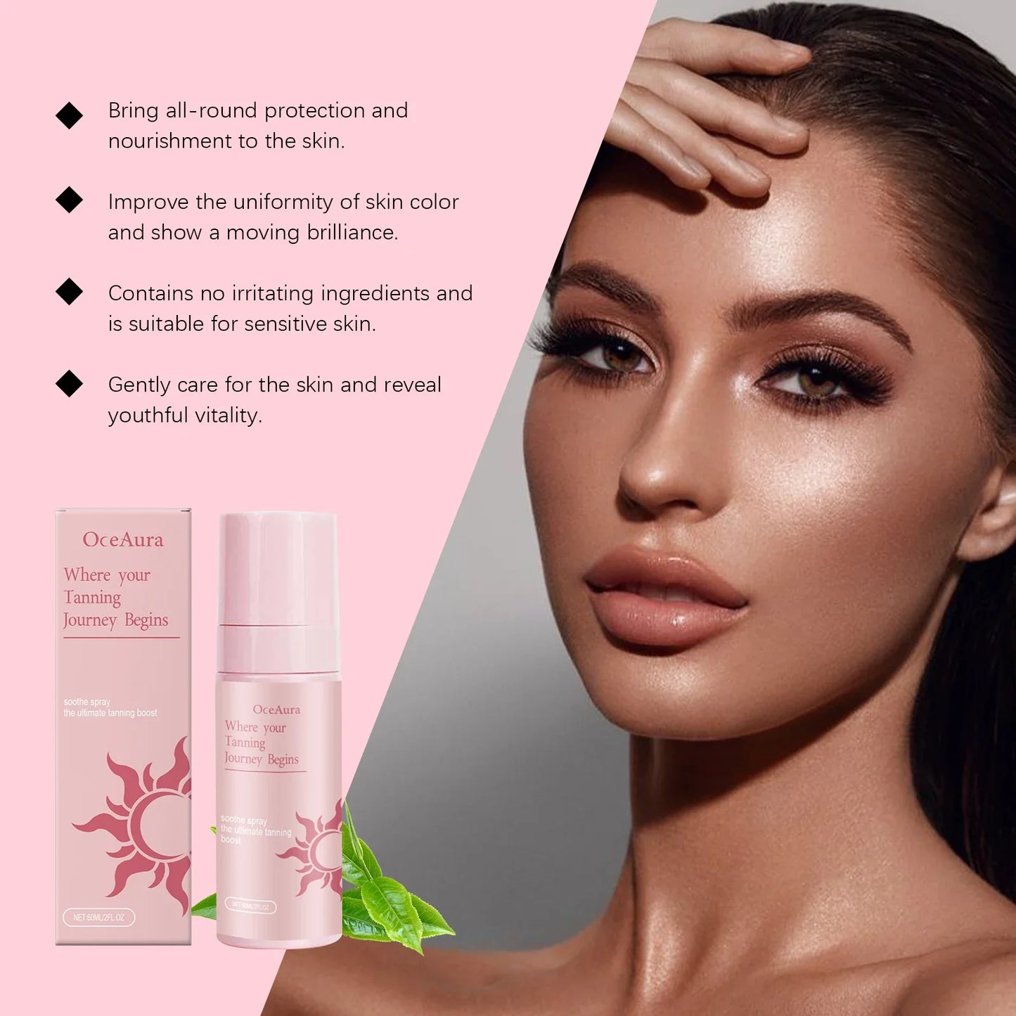 OceAura Self Tanning Spray – Natural Bronze Glow, 60ml