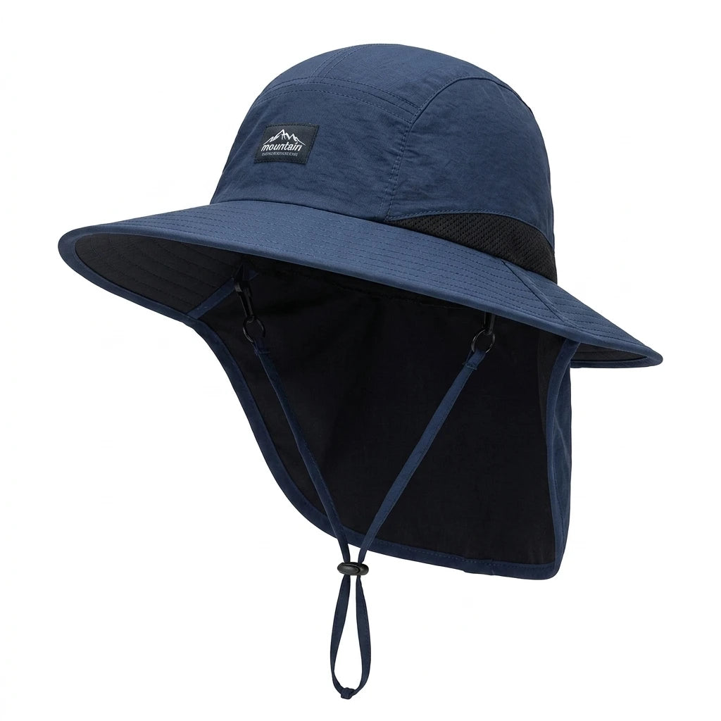 UPF50+ Sun Protect Hat Wide Brim UV Blocking for Outdoor Activities Peaceful Pleasures Health and Wellness Navy blue