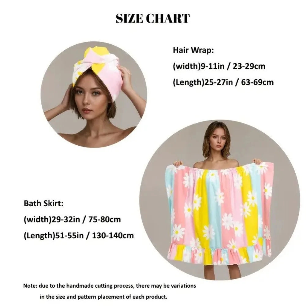 Women's Microfiber Bath Skirt & Hair Wrap Set | Spa Towel