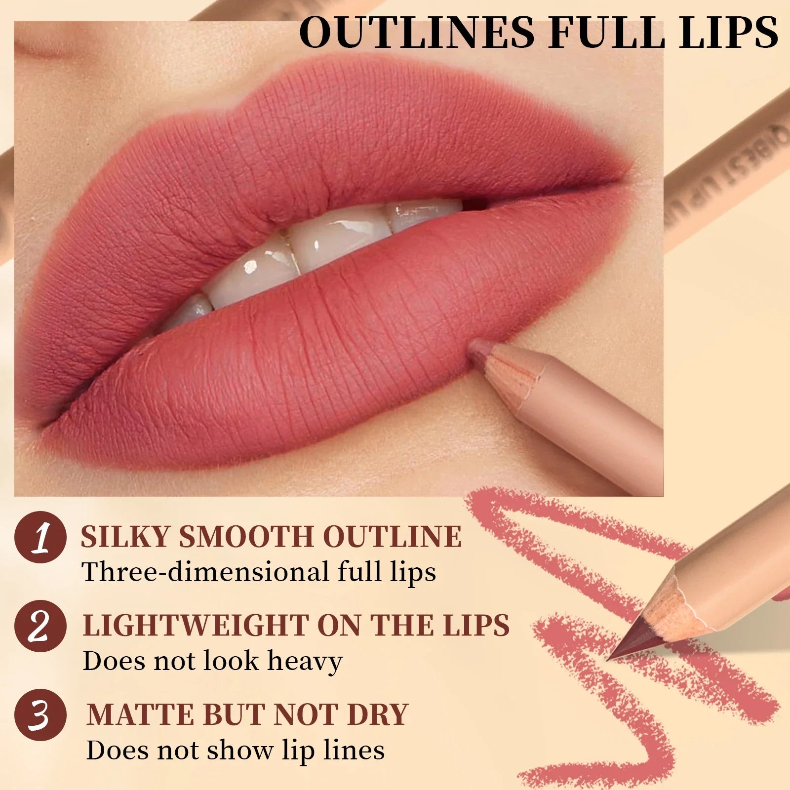 QIBEST 12pcs Lip Liner Pen Set Long-Lasting Waterproof Sweatproof Easy Coloring Non-fading Color Rendering Lipliner Set Makeup Peaceful Pleasures Health and Wellness