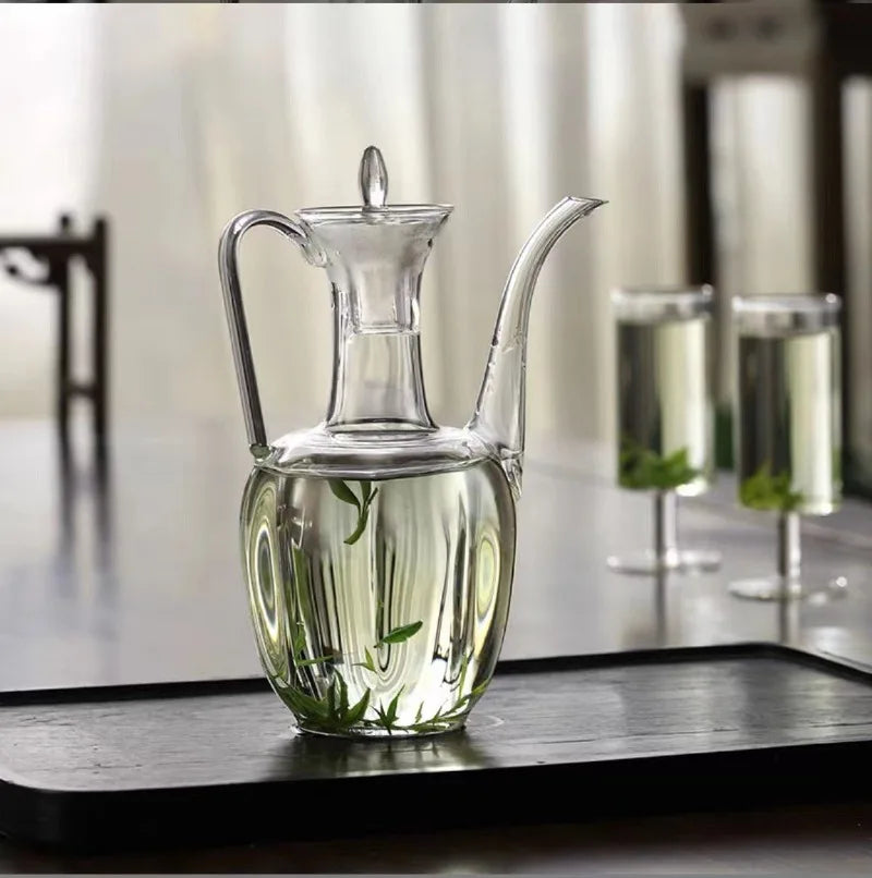 Transparent glass hand-held green tea teapot heat-resistant glass imperial concubine teapot retro boiling teapot Peaceful Pleasures Health and Wellness