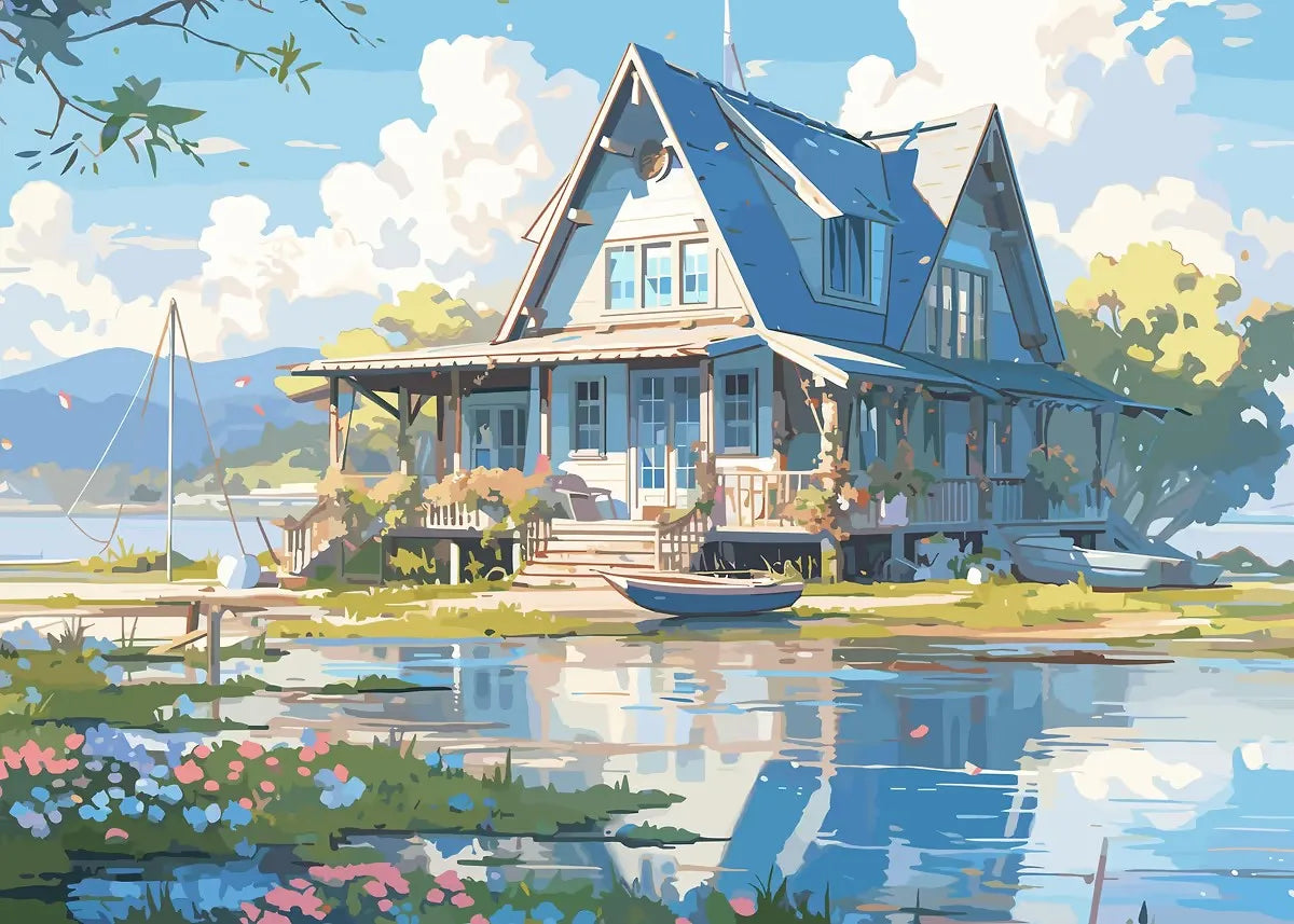 Aestheticism Anime Scenes Posters Sakura Tram Train Ocean View Landscape Prints Canvas Painting Wall Art Picture for Home Decor Peaceful Pleasures Health and Wellness SKU-17 20x30cm Unframed