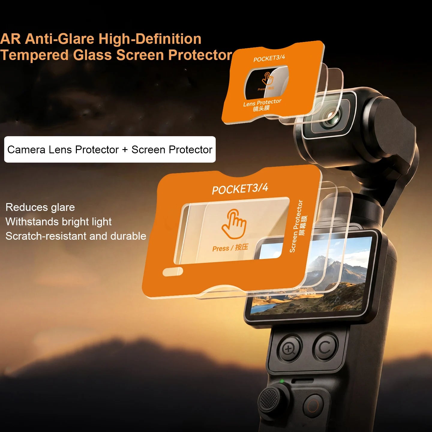 AR Anti Glare Screen Protector+Lens Film For Dji Pocket4 99.6% Clarity High Hardness Scratch Resistant HD Tempered Glass Peaceful Pleasures Health and Wellness