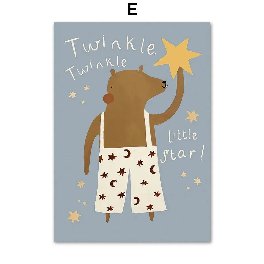 Funny Animal Scooter Kids Canvas Wall Art | Nursery Prints