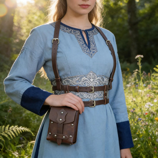 Medieval PU Leather Harness Belt Waist Bag Renaissance Cosplay Peaceful Pleasures Health and Wellness