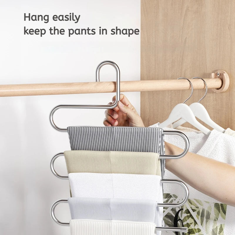 1PC Non-slip Pant Storage Rack Cloth Rack 5 Layers Multi-functional Clothes Hangers Multiple Functions for Hanging and Storage Peaceful Pleasures Health and Wellness