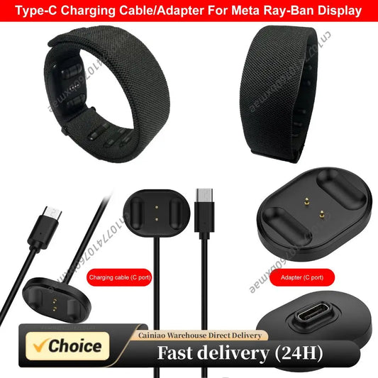 1m Charging Cable Data Cord for Meta Display Glasses Bracelet Charger Adapter Charge Cord Replacement USB Charging Dock Peaceful Pleasures Health and Wellness