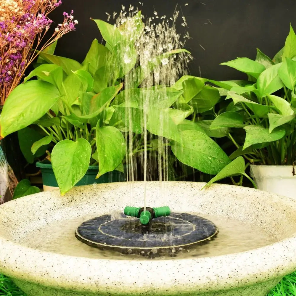 Solar Bird Bath Fountain with LED Lights & 6 Nozzles