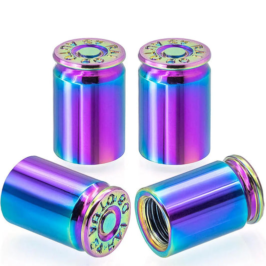 Bullet Shell Tire Valve Stem Caps Aluminum Alloy Car Air Cap Cars SUV Peaceful Pleasures Health and Wellness 4pcs Colorful