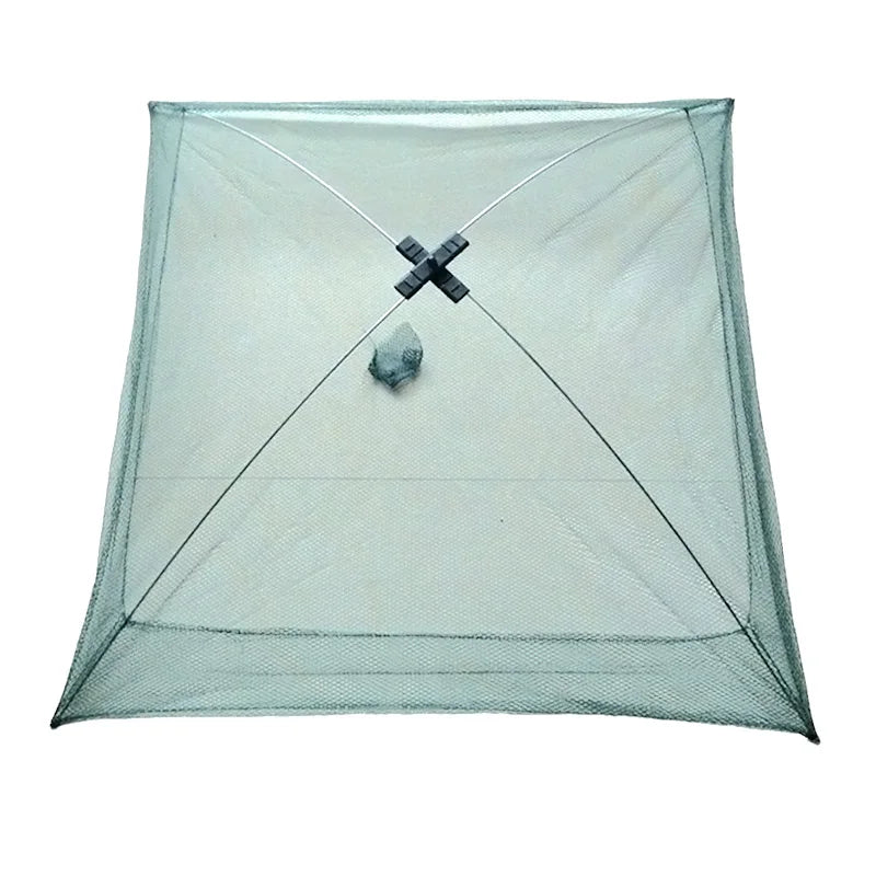 Fishing Net Foldable Folding Mesh Nylon Fishing Net Baits Trap Cast Dip Crab Shrimp Net Peaceful Pleasures Health and Wellness 80cm
