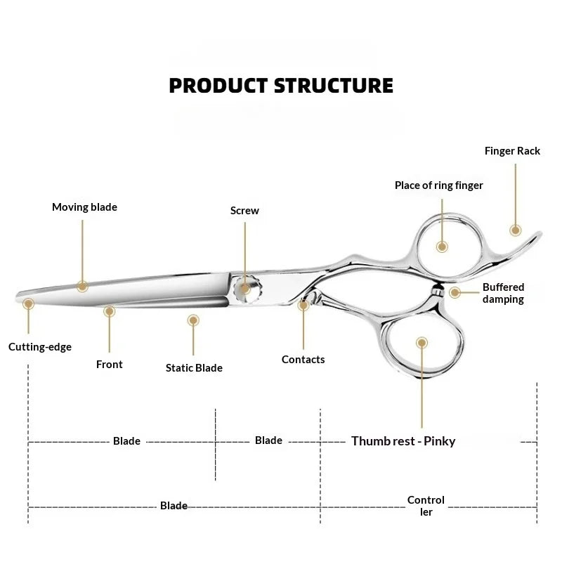 Barber Scissors Hairdressing Cutting Tools Thinning Shears for Hairdressers 5.5,6.0,6.5 Inch ATS314 Steel Peaceful Pleasures Health and Wellness