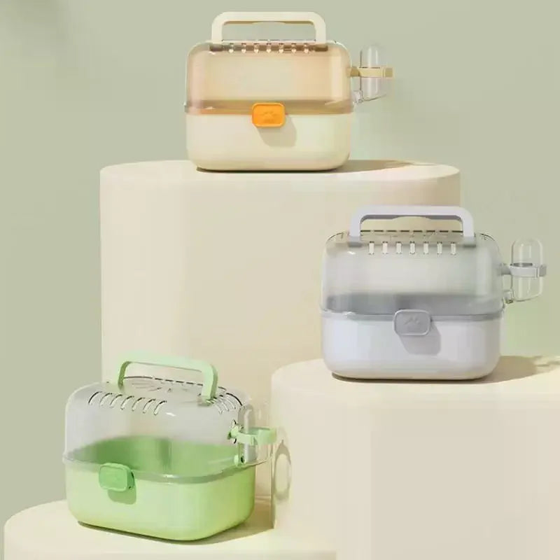 Portable Hamster Travel Cage with Handle & Water Bottle