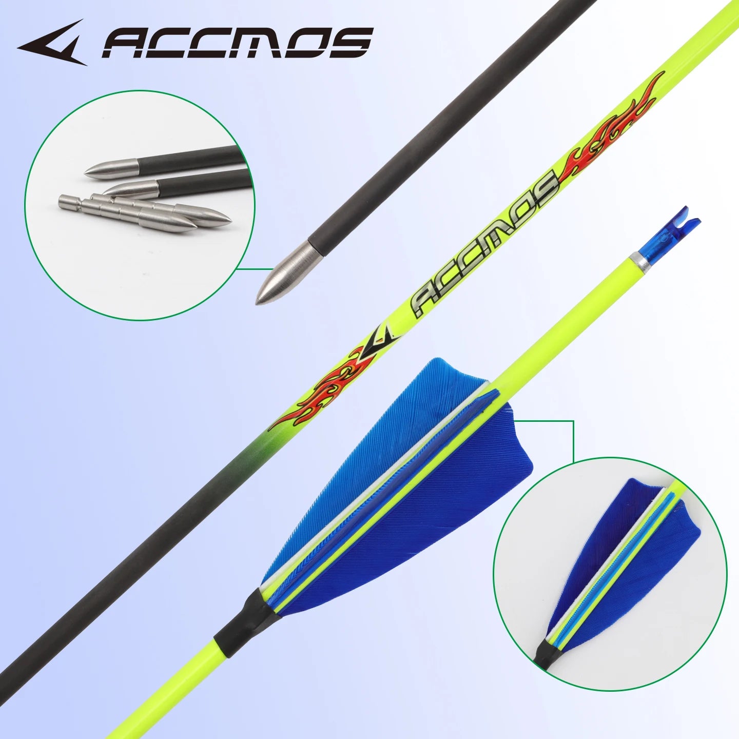 6 12 ID4 Pure Carbon Arrow Spine400-1000 Feather Recurve Compound Bow