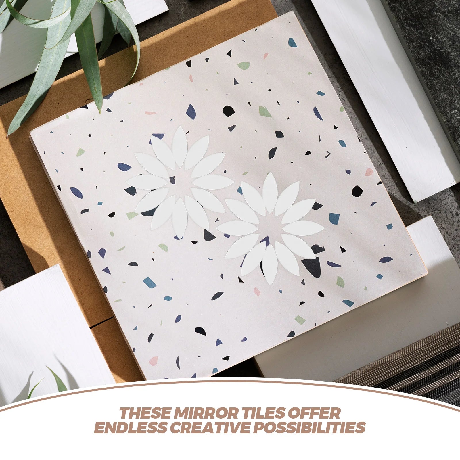 150PCS Petal Shape Mini Size Glass Mirror Adhesive Small Mirror Craft Mirror Tiles for Crafts and DIY Projects Supplies Peaceful Pleasures Health and Wellness