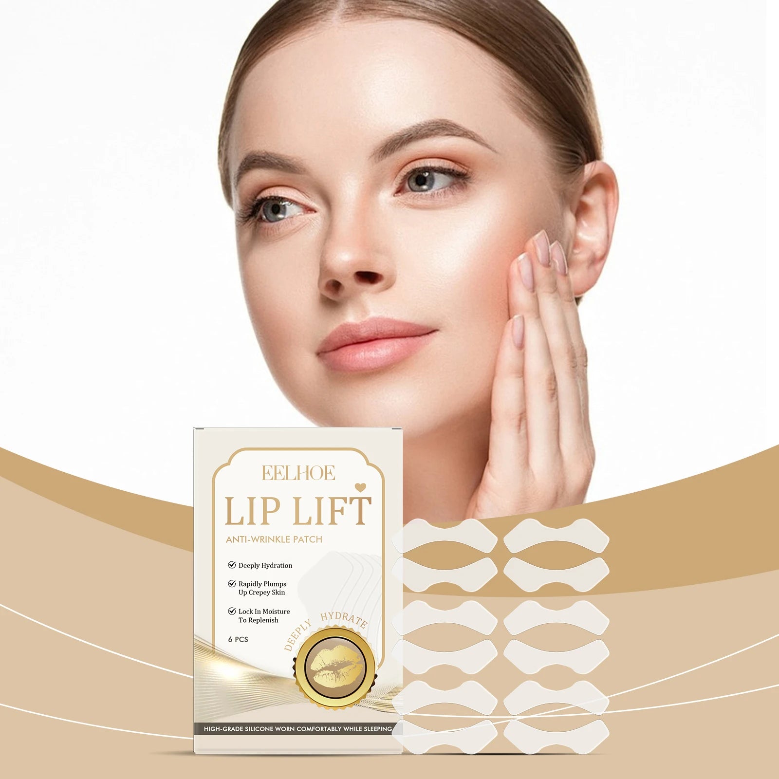 EELHOE Anti-Wrinkle Lip Patches | Hydrating Firming Mask 6pc Anti-Aging Lip Patch Peaceful Pleasures Health and Wellness