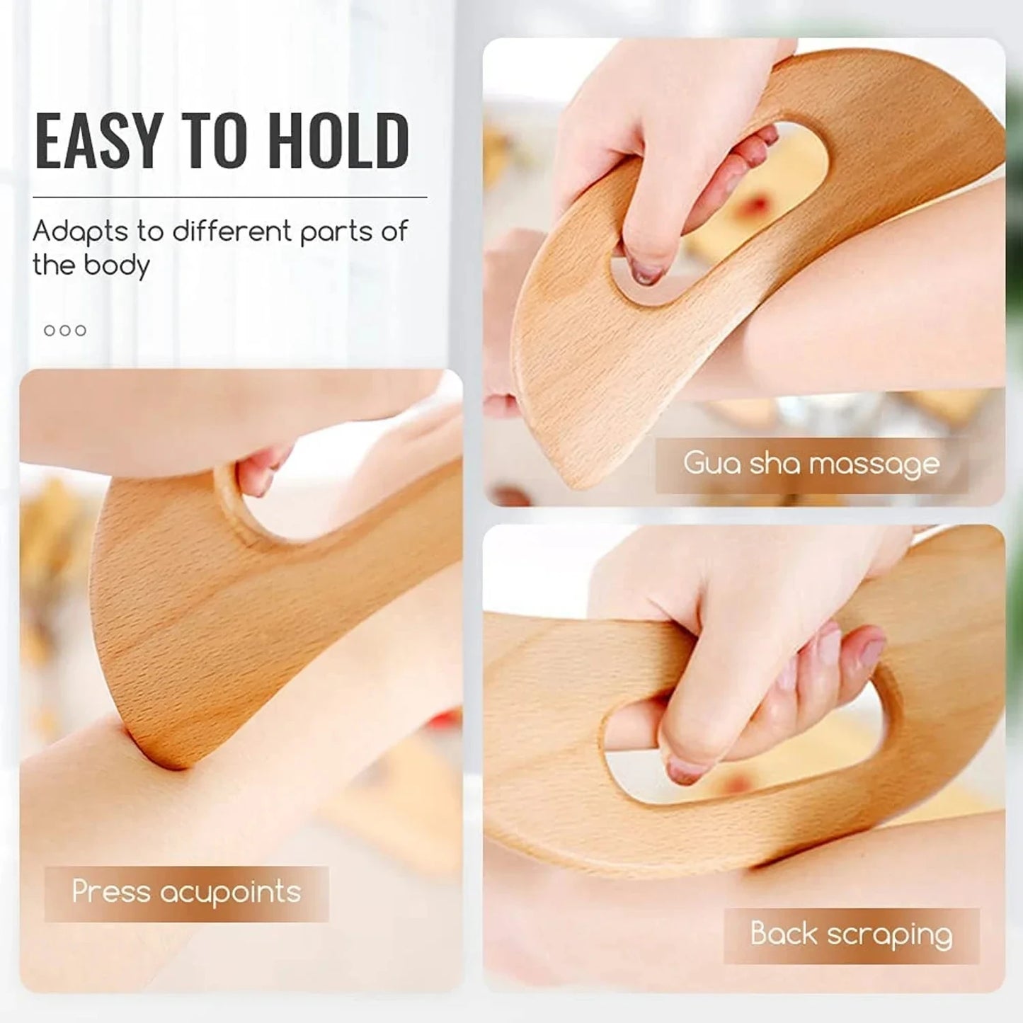 Natural Wooden Gua Sha Body Massager & Muscle Scraping Tool