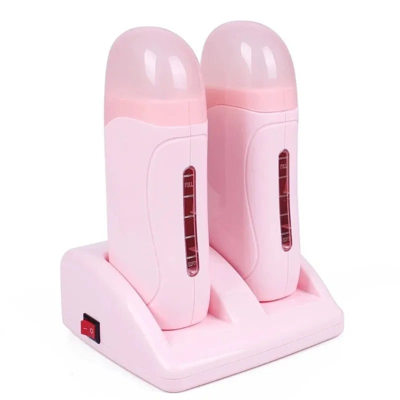EU Plug Electric Double Wax Heater Epilator Cartridge Wax Roller Base Roll on Waxing Refillable Hair Removal Machine Depilatory Peaceful Pleasures Health and Wellness