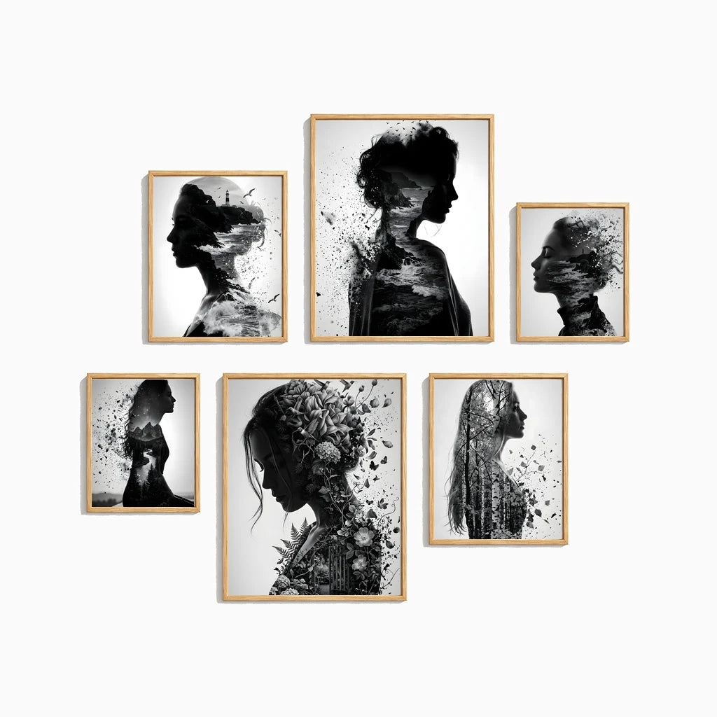 Nordic Black & White Women Canvas Wall Art | Modern Poster Canvas Wall Art Peaceful Pleasures Health and Wellness
