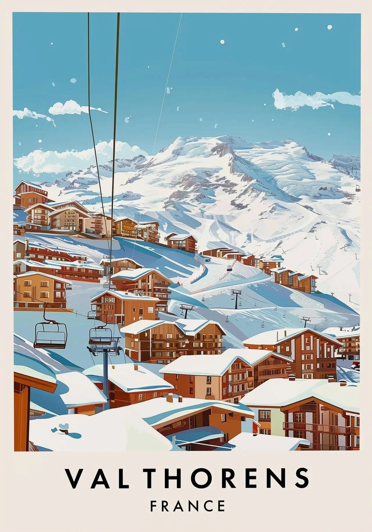 Ski Resort Alps Canvas Wall Art Print | Snow Mountain Poster