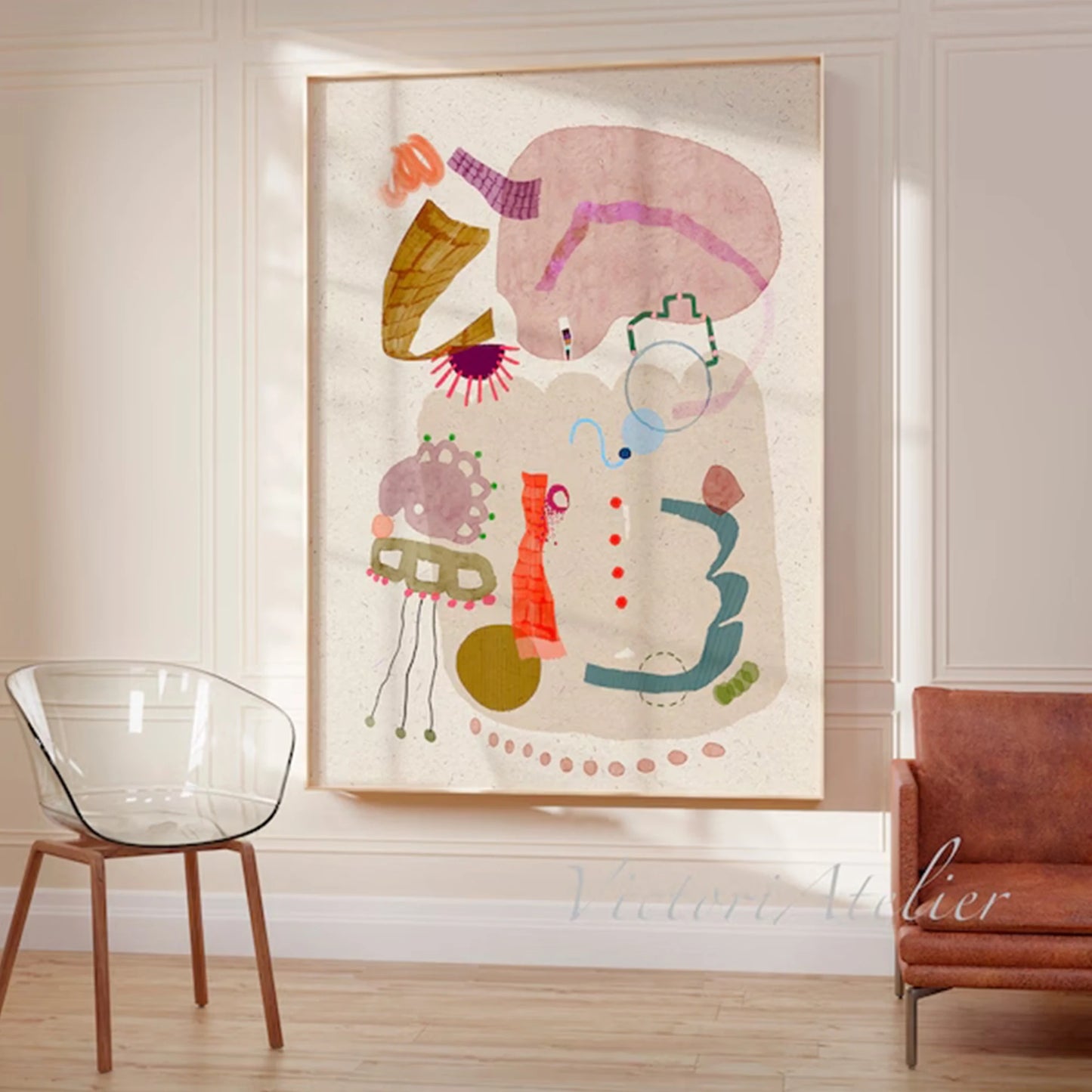 Modern Abstract Multicolor Canvas Wall Art Print | Home Decor