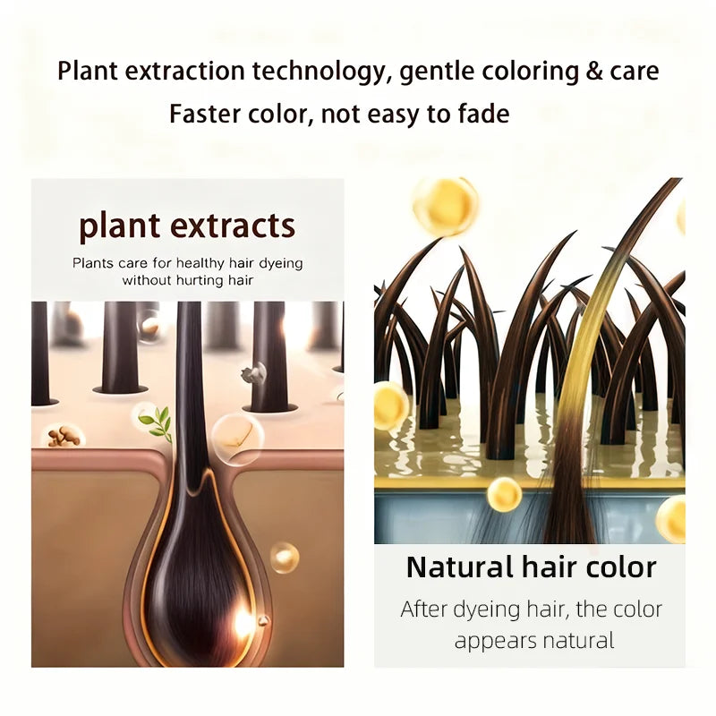 YUITIKUE Brown Hair Dye Shampoo 100ml – 4-in-1 Plant Formula for Gray Coverage Peaceful Pleasures Health and Wellness