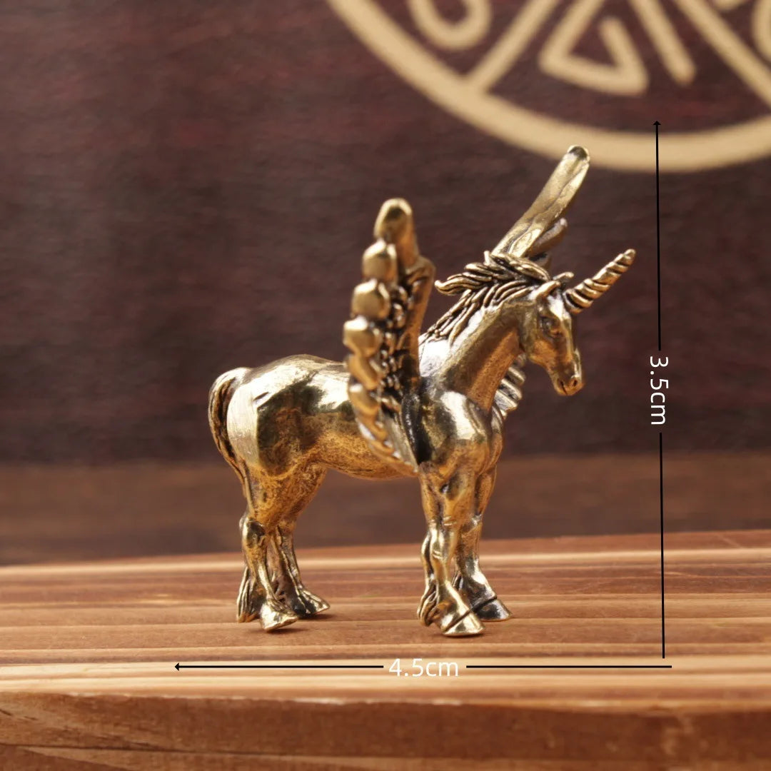 Flying Horse Brass Miniature Figurines Desk Ornament Decorations Animal Statue Animal Sculpture Home Decor Home Accessories Peaceful Pleasures Health and Wellness Tianma