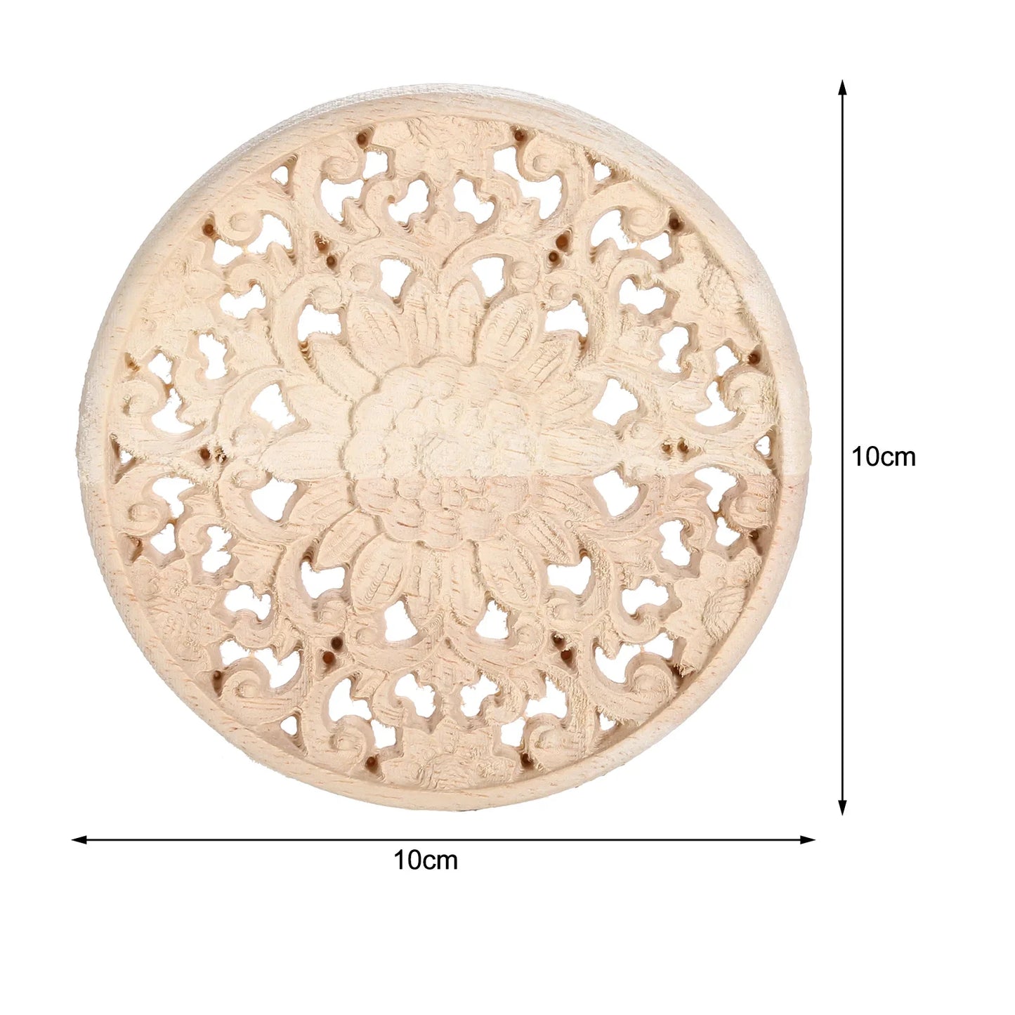 Floral Wood Carved Applique – Unfinished Wall & Furniture Decor