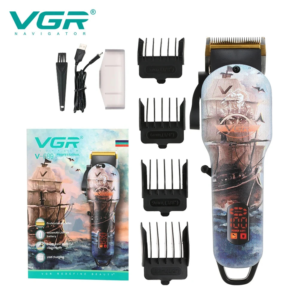 VGR 689 New Design Barber Powerful Hair Cutting Machine Professional Electric Trimmer Cordless Rechargeable Hair Clipper Peaceful Pleasures Health and Wellness 689 usb