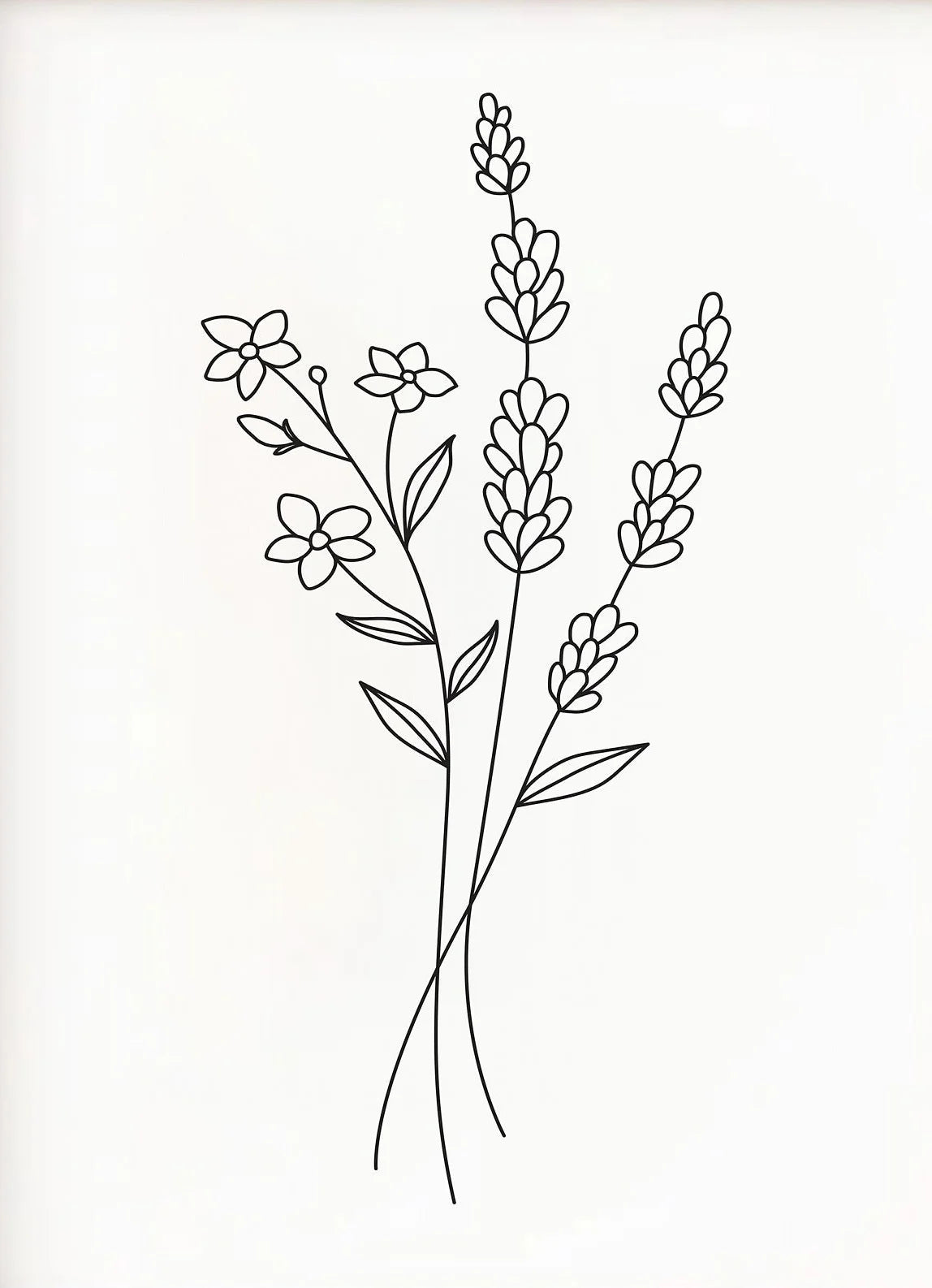 Minimalist Botanical Flower Bouquet Canvas Wall Art | Black & White