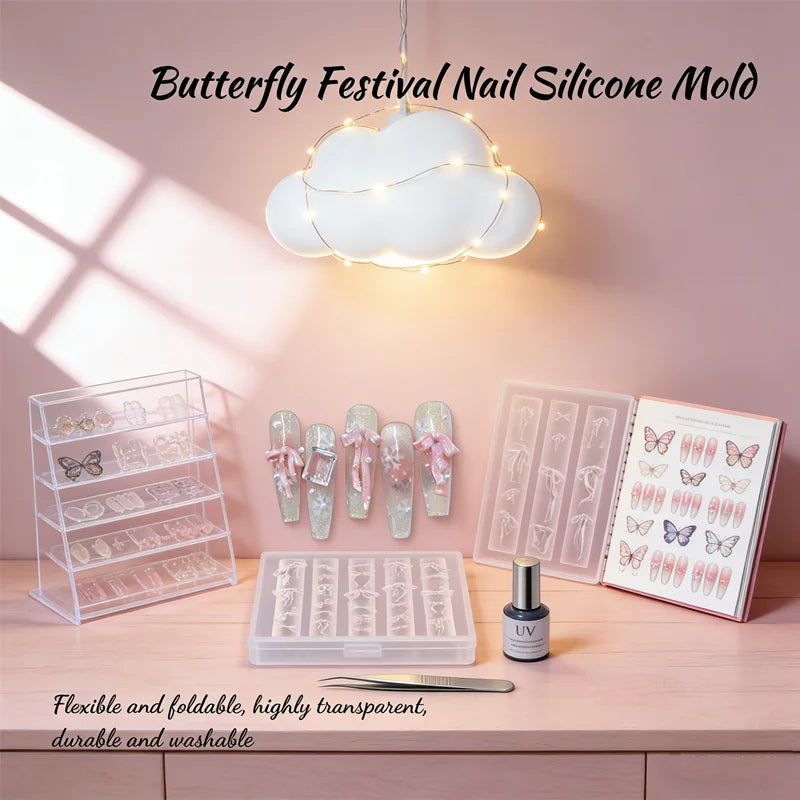 3D Bow Nail Art Silicone Mold – Reusable Ribbon Bowknot Charm