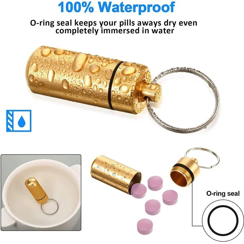 Portable Mini Waterproof Aluminum Pill Box Cases Container Organizer Storage Tablets Bottle Medicine Vitamin Pillboxes Fish Oils Peaceful Pleasures Health and Wellness