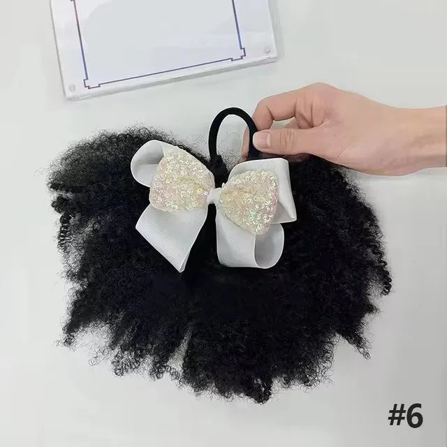 2pcs/pack Soft cute 4inch puff elastic band twist ponytail go afro kinky marley bouncy feel like natural human for baby girls Peaceful Pleasures Health and Wellness Large colors 6 CN