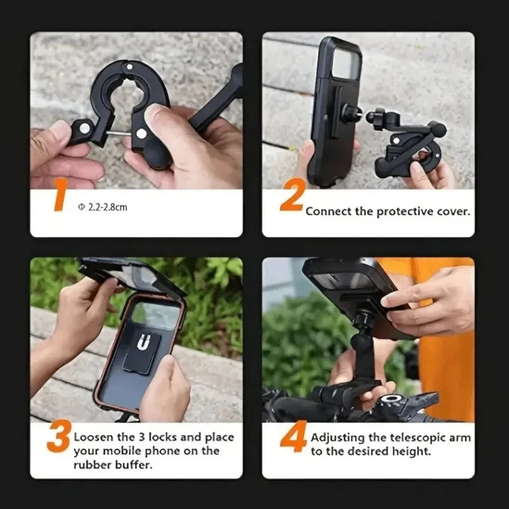 Waterproof Motorcycle Phone Mount 360° Swivel GPS Bike Holder