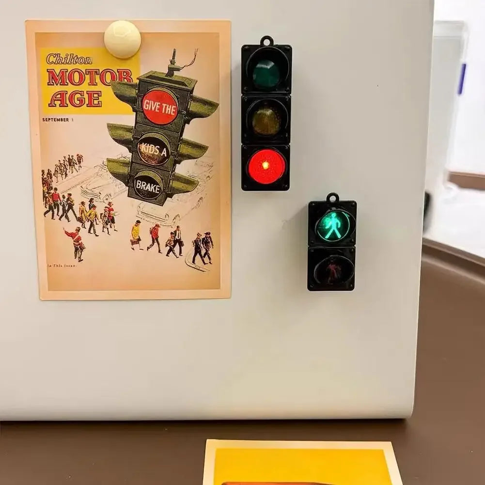 2025 New Traffic Light Magnetic Refrigerator Stickers Traffic Toy Pedestrian Light Creative Magnetic Miniature Decoration Peaceful Pleasures Health and Wellness