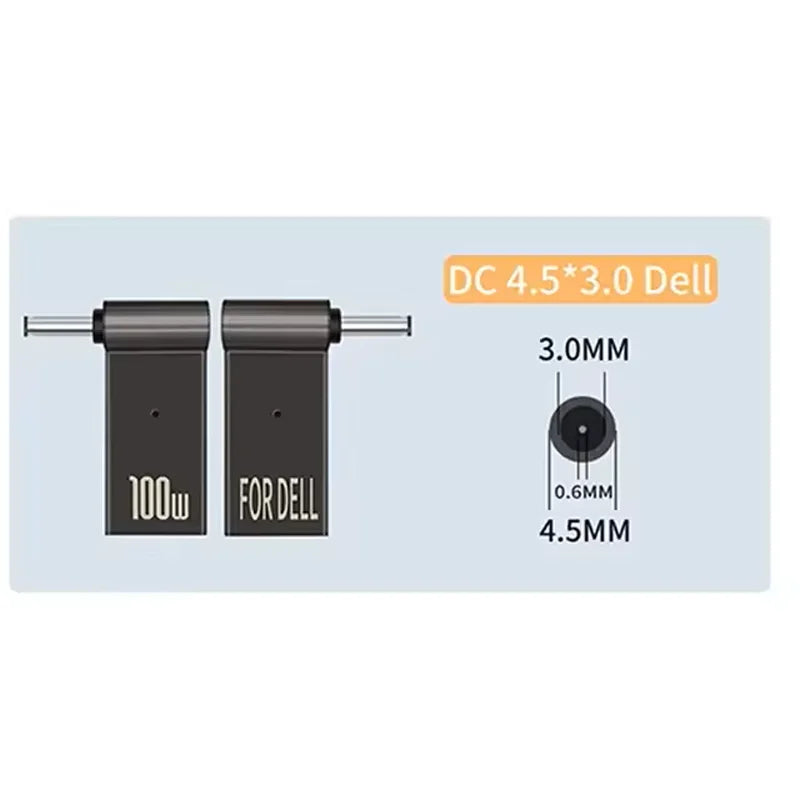 100W USB-C to DC Laptop Charger Adapter – Dell HP Asus Lenovo Peaceful Pleasures Health and Wellness 4.5-3.0mm (for Dell)