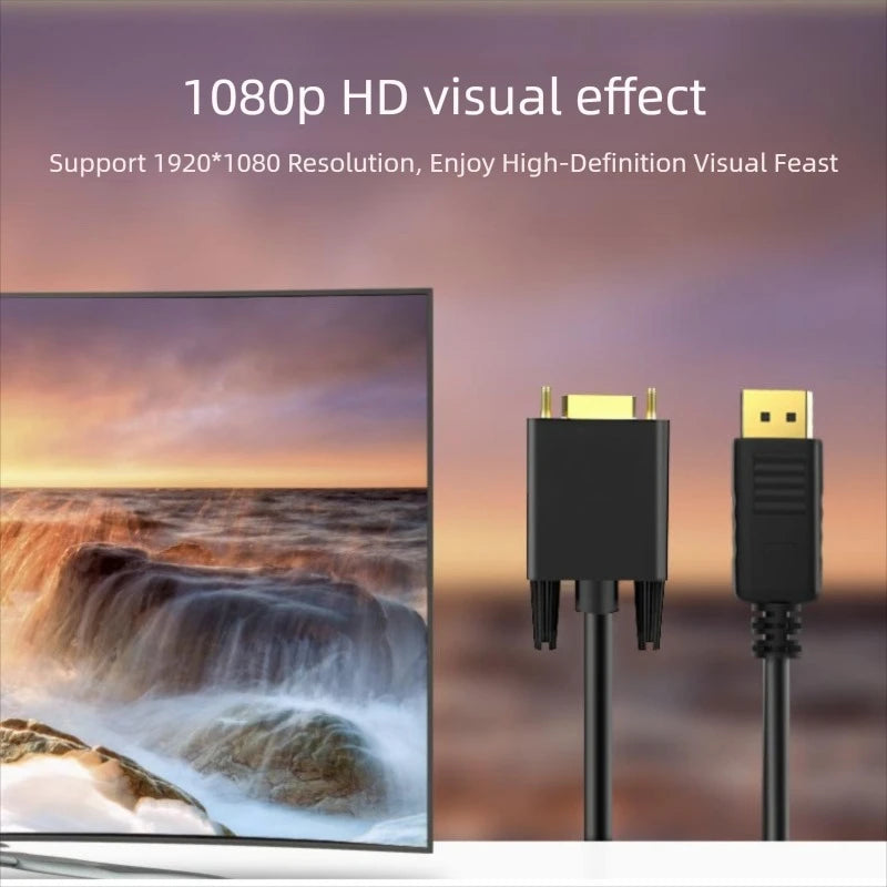 DisplayPort DP to DVI Adapter Connecto Cable Conversion Line 1.8M FHD 1920*1080P For Desktop Laptop PC TV Monitor Projector Peaceful Pleasures Health and Wellness