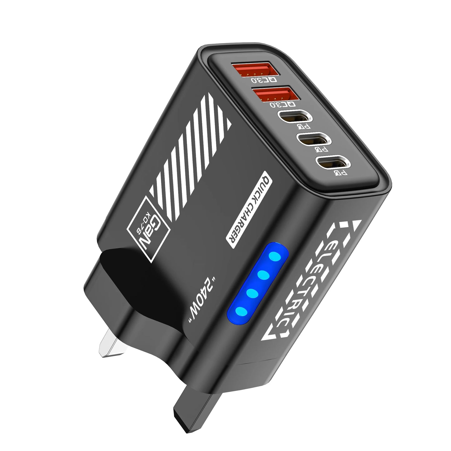 240W GaN 5-in-1 Desktop Charger USB-C PD3.0 QC3.0 Fast Charging