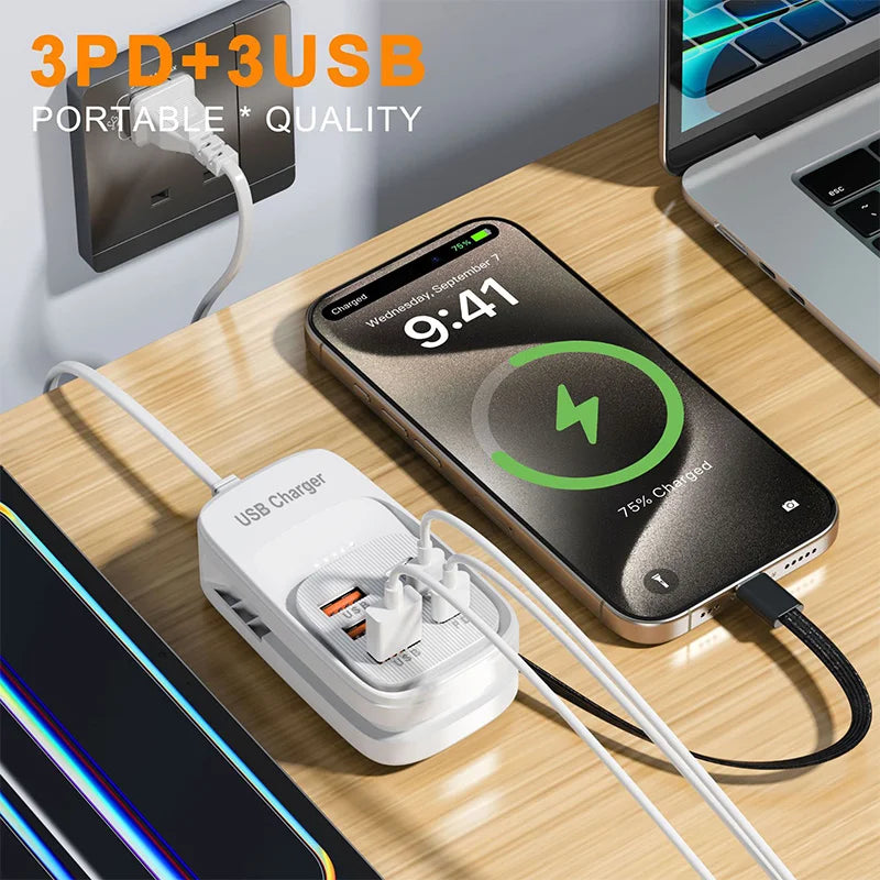 Desktop Power Strip 6 USB-A & 3 USB-C PD Fast Charging Hub